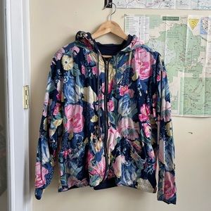 vintage bright floral zip up jacket